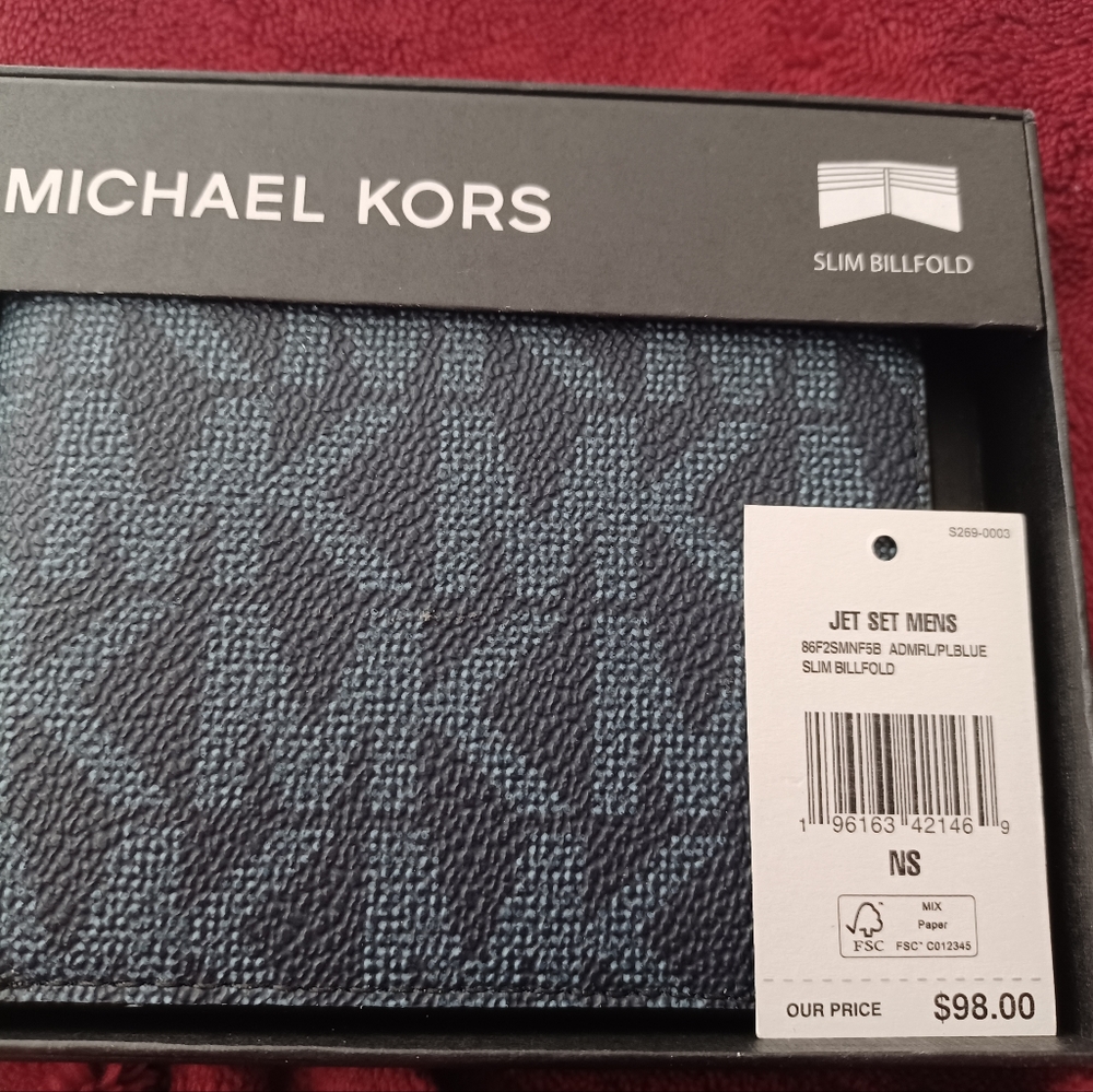 Michael Kors blue men's wallet. NWT